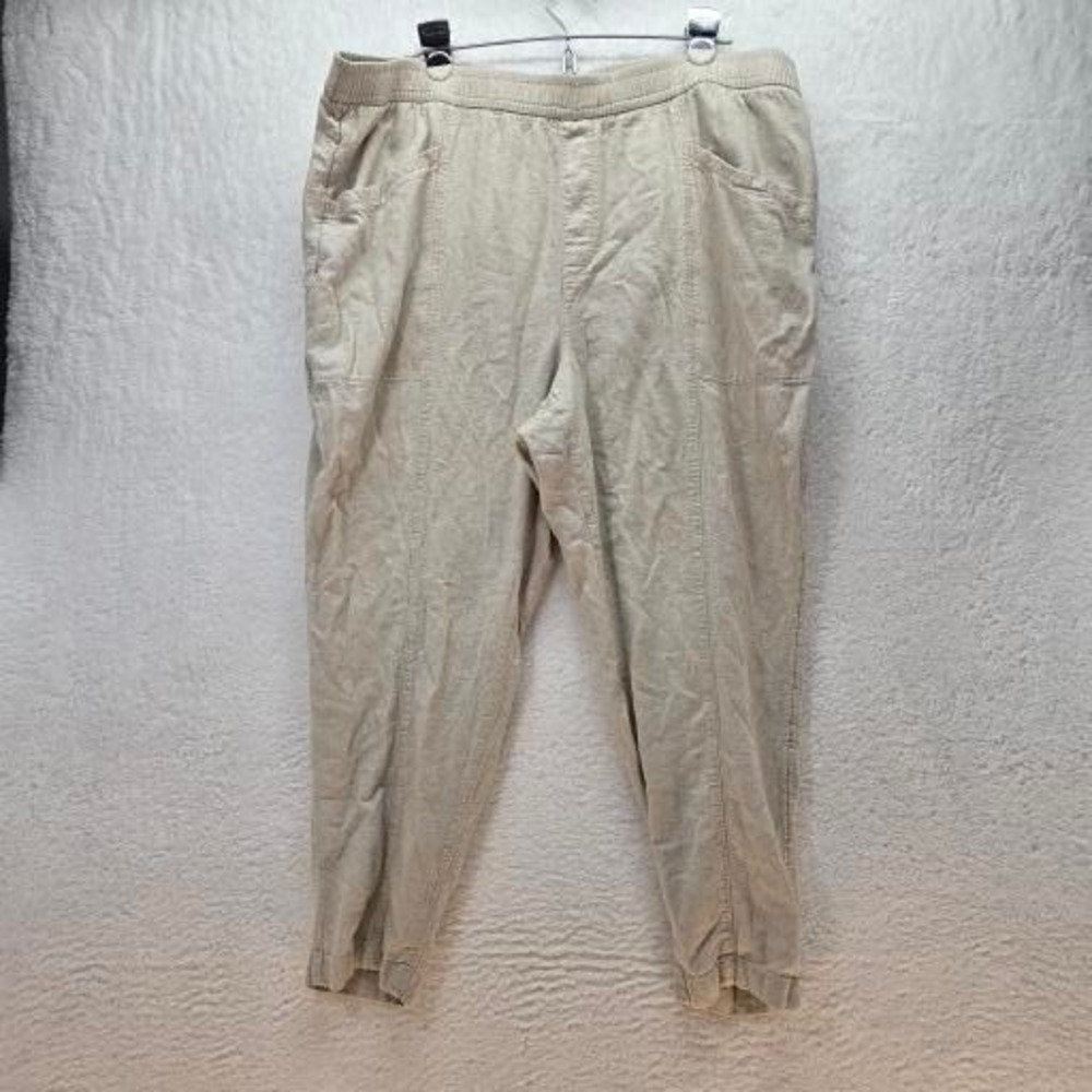 Old Navy‎ Womens XL Linen Blend Pull On Pant Tropical Beach Resort Comfort Cool